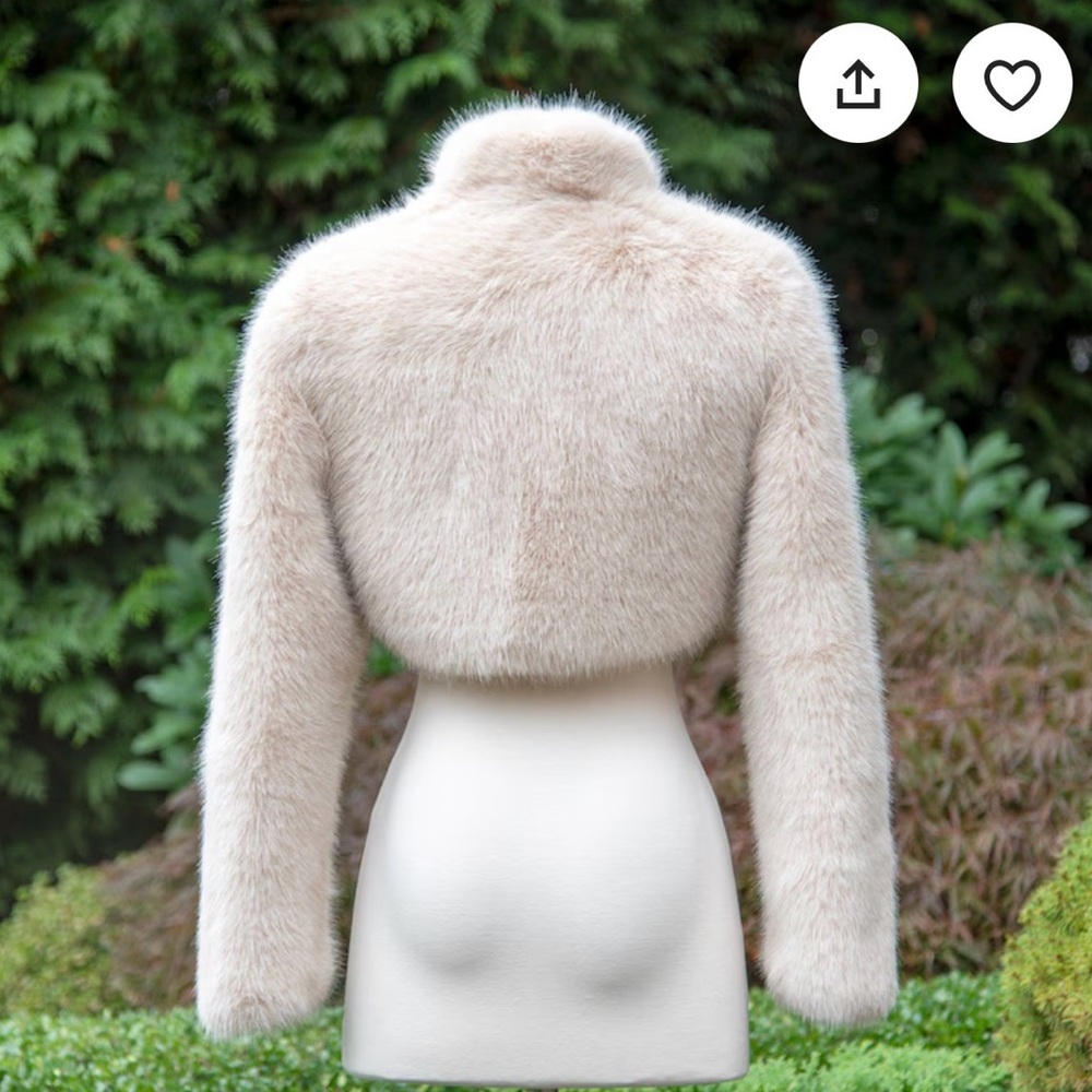 Elegant Cream Faux Fur Jacket - Picture 2 of 6